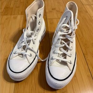 White High-Top Platform Converse - worn twice